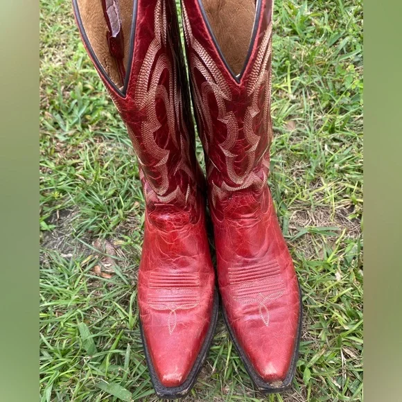 Red Snip Toe Cowboy Boots - Picture 2 of 7
